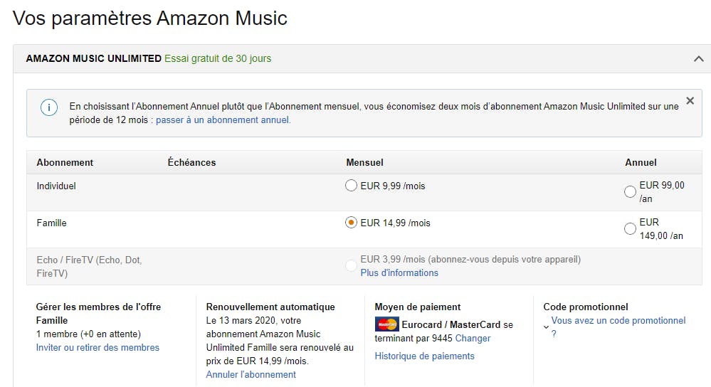 Comment partager un abonnement Amazon Music ?
