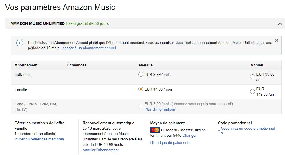 Como partilhar uma assinatura da Amazon Music ?