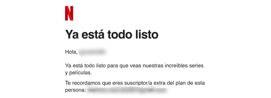 El email recibido por el suscriptor extra de Netflix