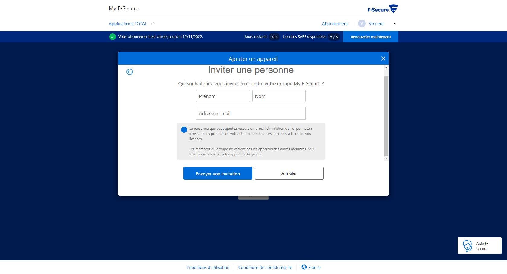 Comment partager son abonnement F-secure ?