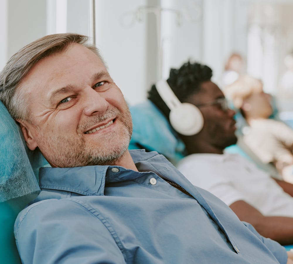 three donors at a blood drive