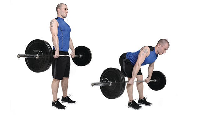 Male performing Romanian deadlift exercise