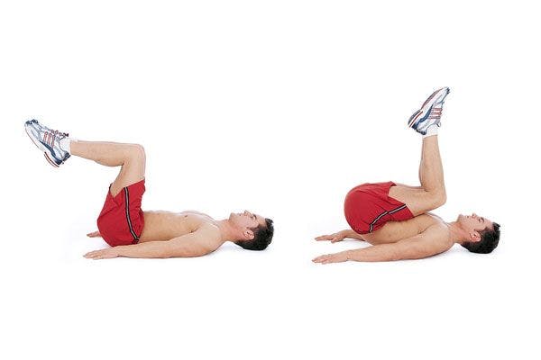 male performing lower reverse crunch