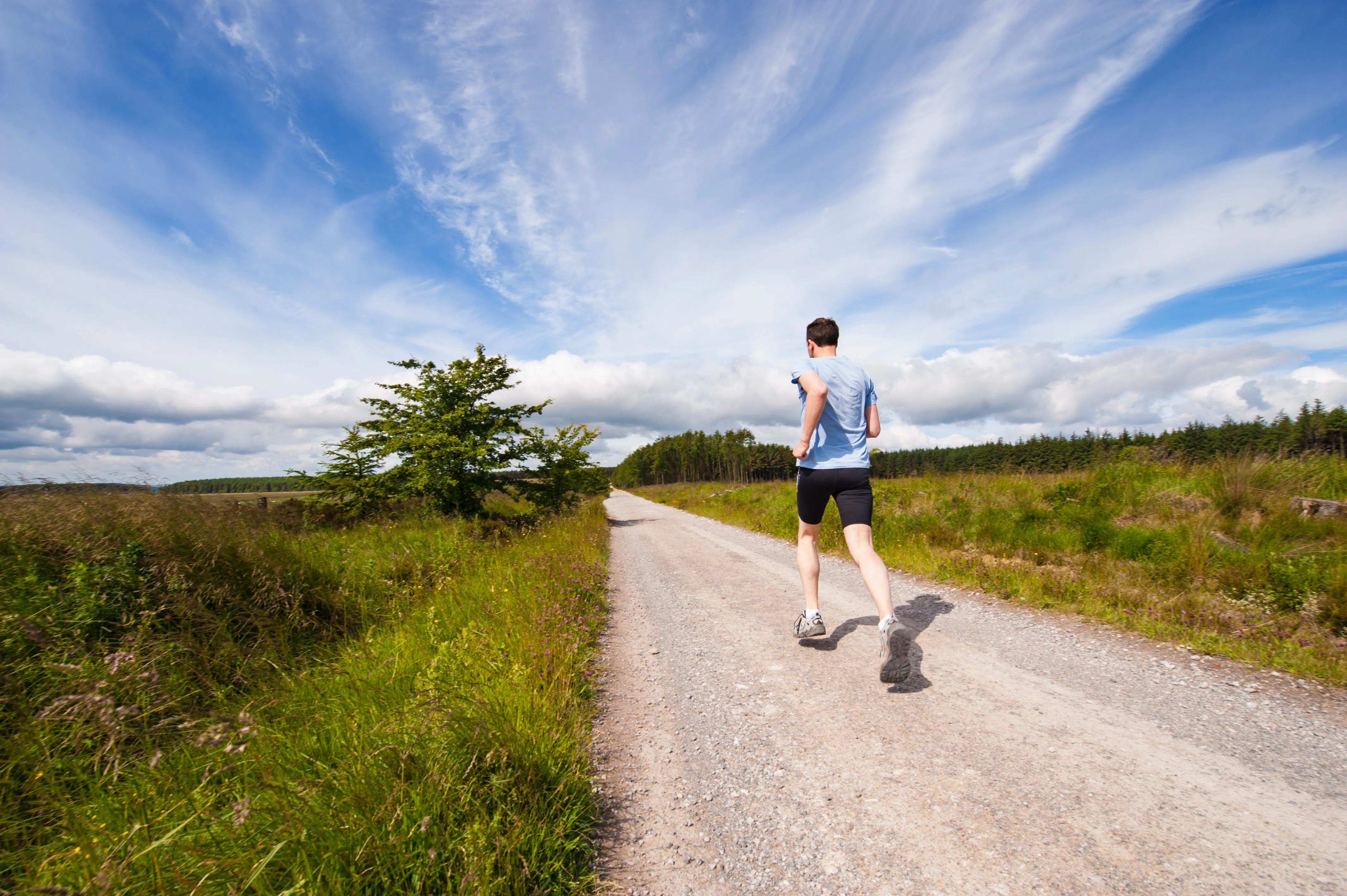 man jogging on a trail 