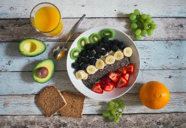 Healthy meal on a plate, on a vintage wooden table