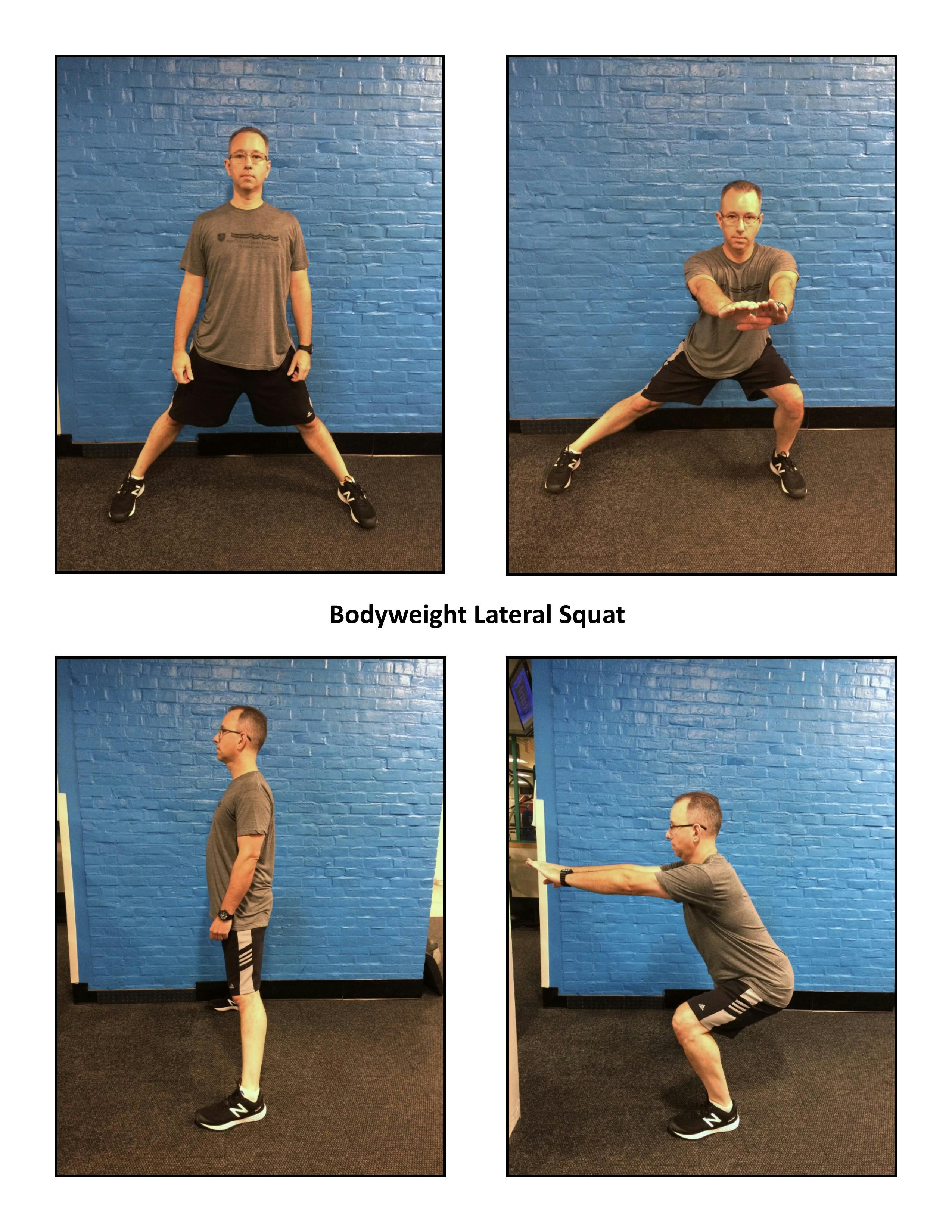 male performing later squat