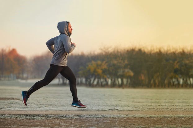 A man running in a field