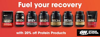 20% OFF Selected Optimum Nutrition Protein Products!