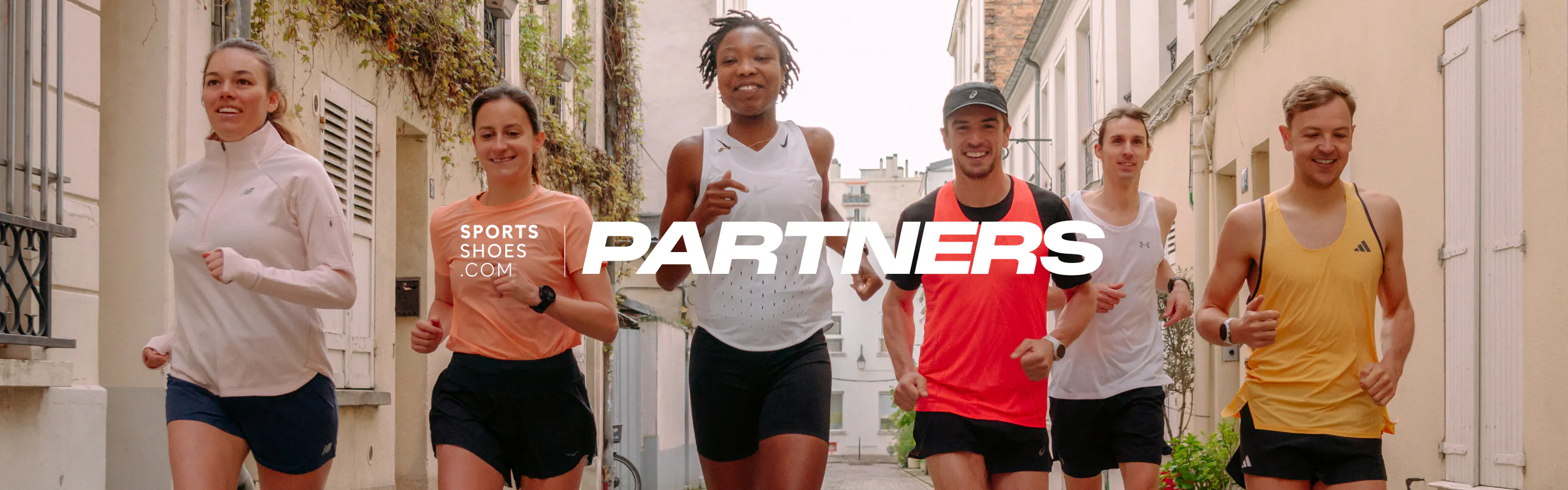 A group of runners in motion
