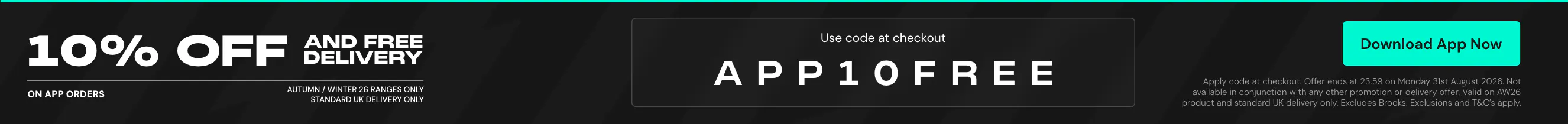 10% off and free delivery on all app orders at SportsShoes.com. AW26 product only.
