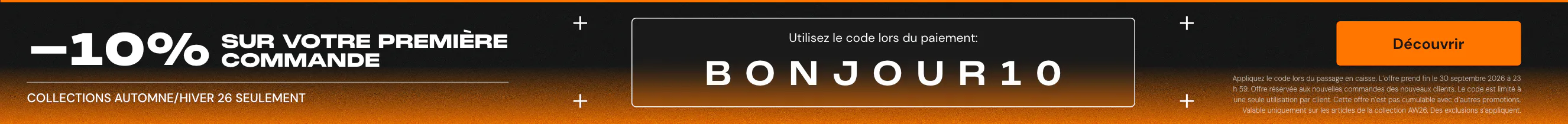 10 % de réduction sur notre collection AW26 – lors de votre première commande