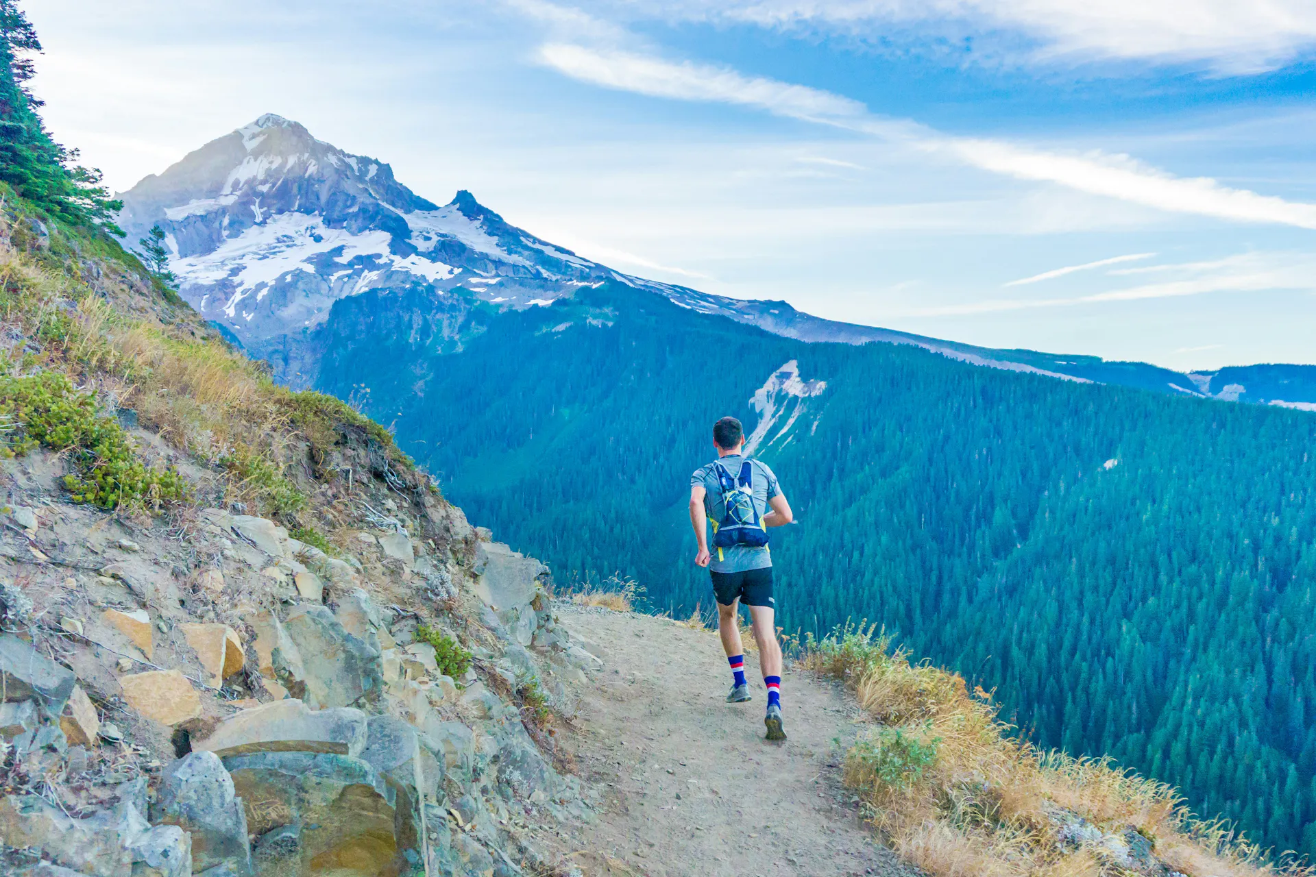 man running on trails