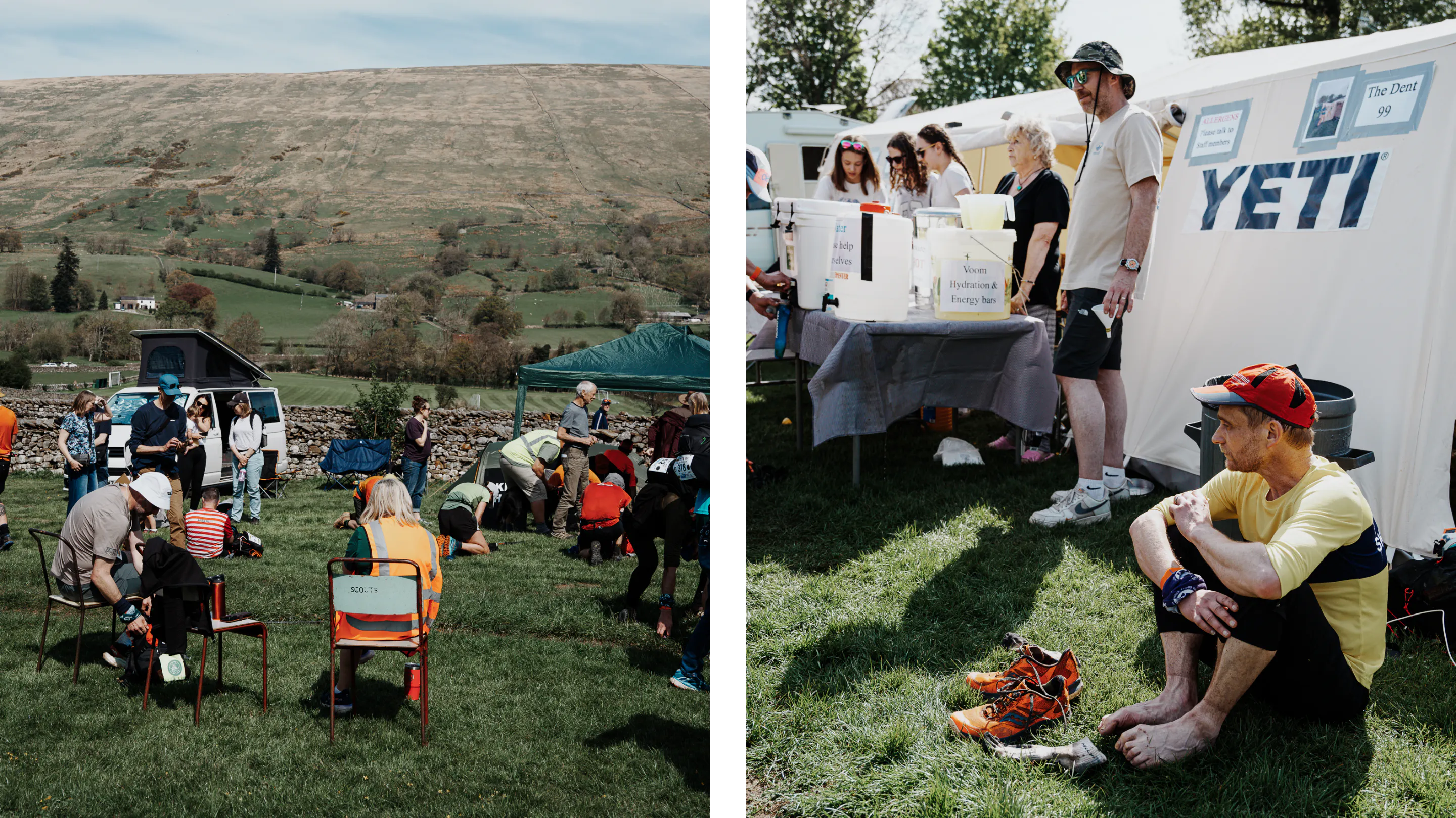 runners at the Yeti aid station tent the fellsman race