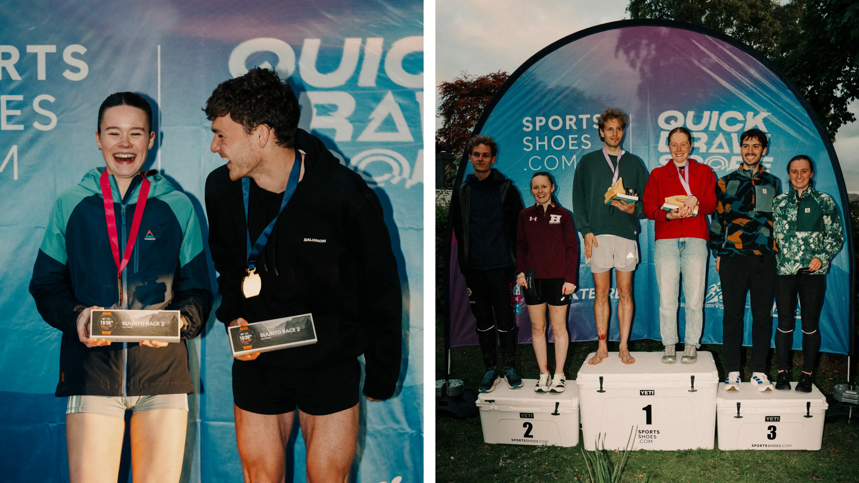 men's and women's podium at quid games quick draw score