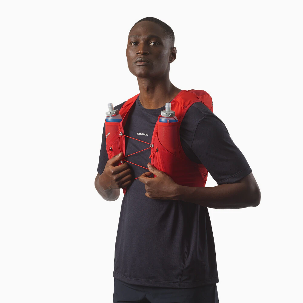 Salomon hydration running vest red with flasks