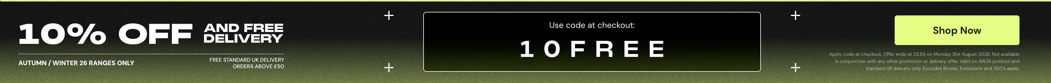 10% off and free delivery on autumn / winter 26 ranges at SportsShoes.com