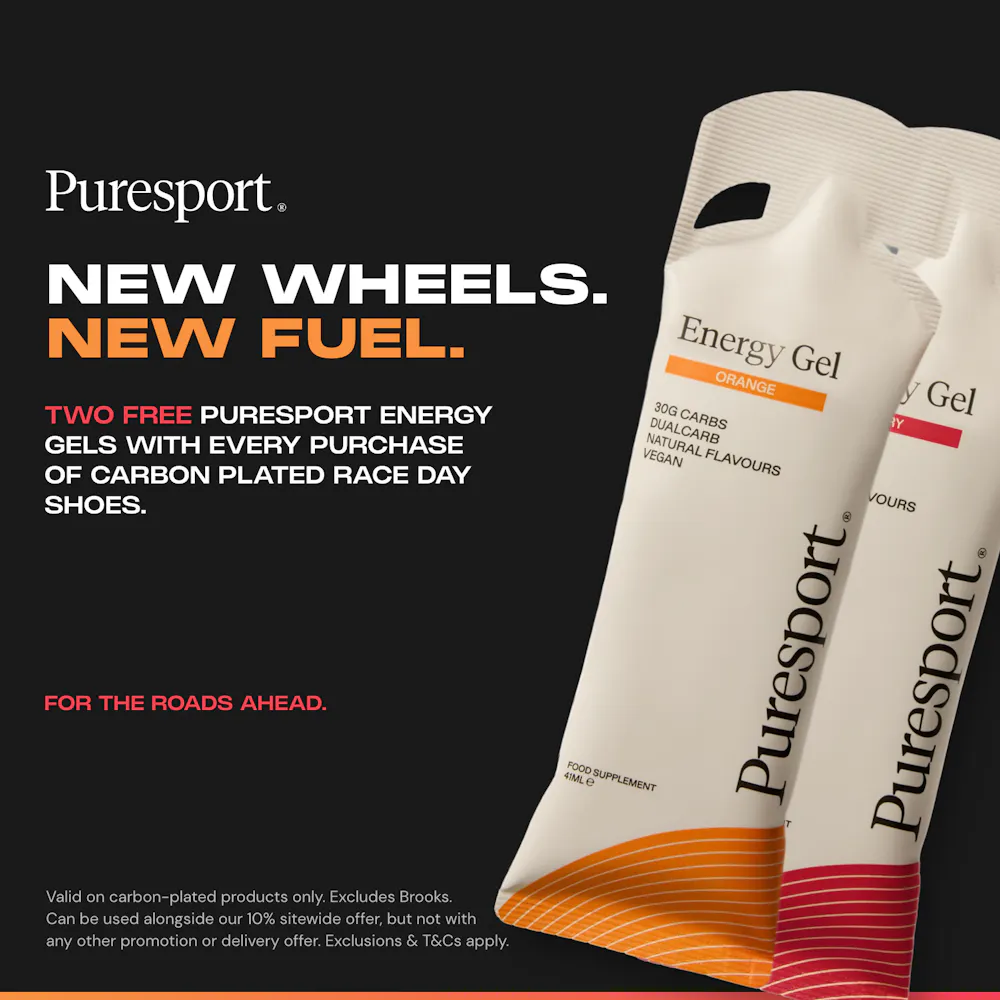 TWO FREE PURESPORT ENERGY GELS WHEN YOU PURCHASE CARBON PLATED SHOES AT SPORTSSHOES.COM