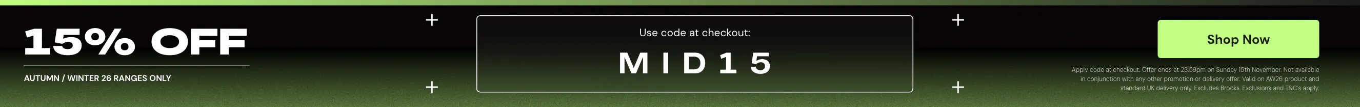 15% off AW26 at SportsShoes.com use code MID15