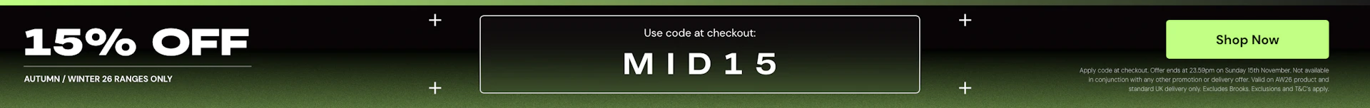 15% off AW26 at SportsShoes.com use code MID15