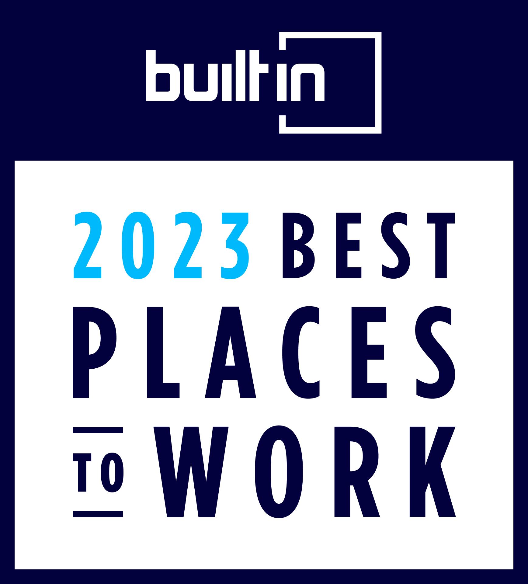 builtin 2023 best places to work award badge