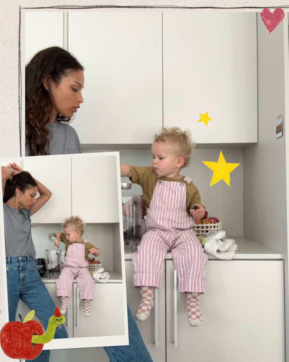 mom sitting with young toddler girl