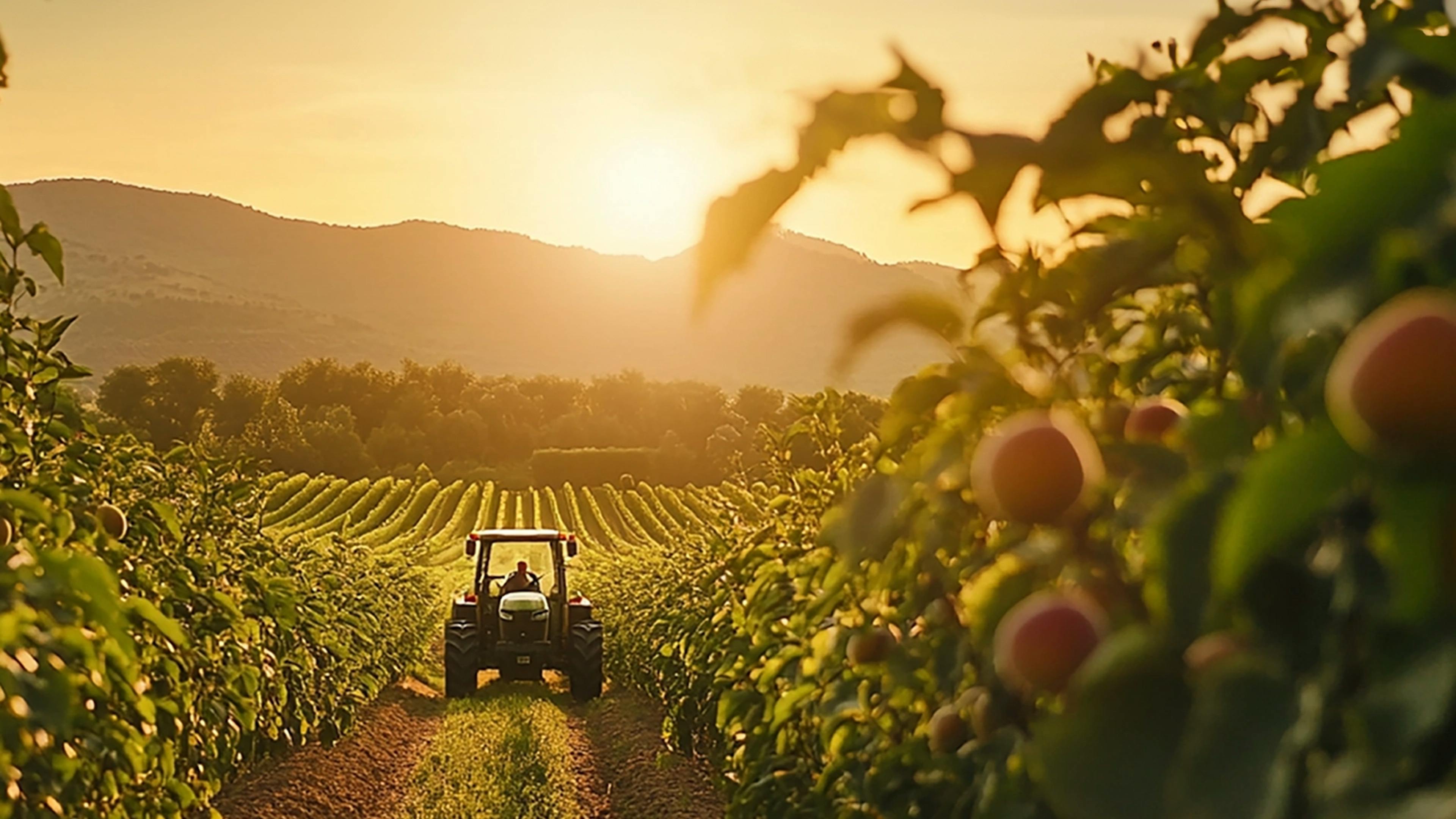 Cultivation field at sunset