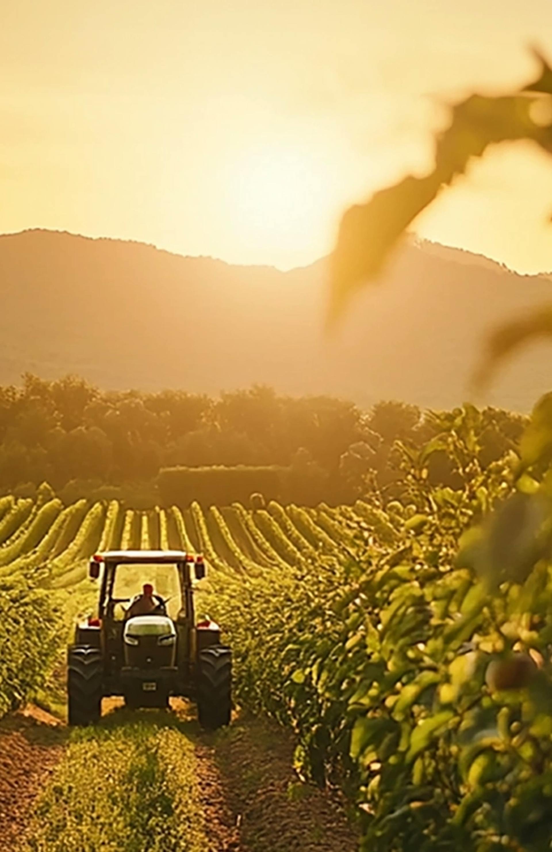 Cultivation field at sunset