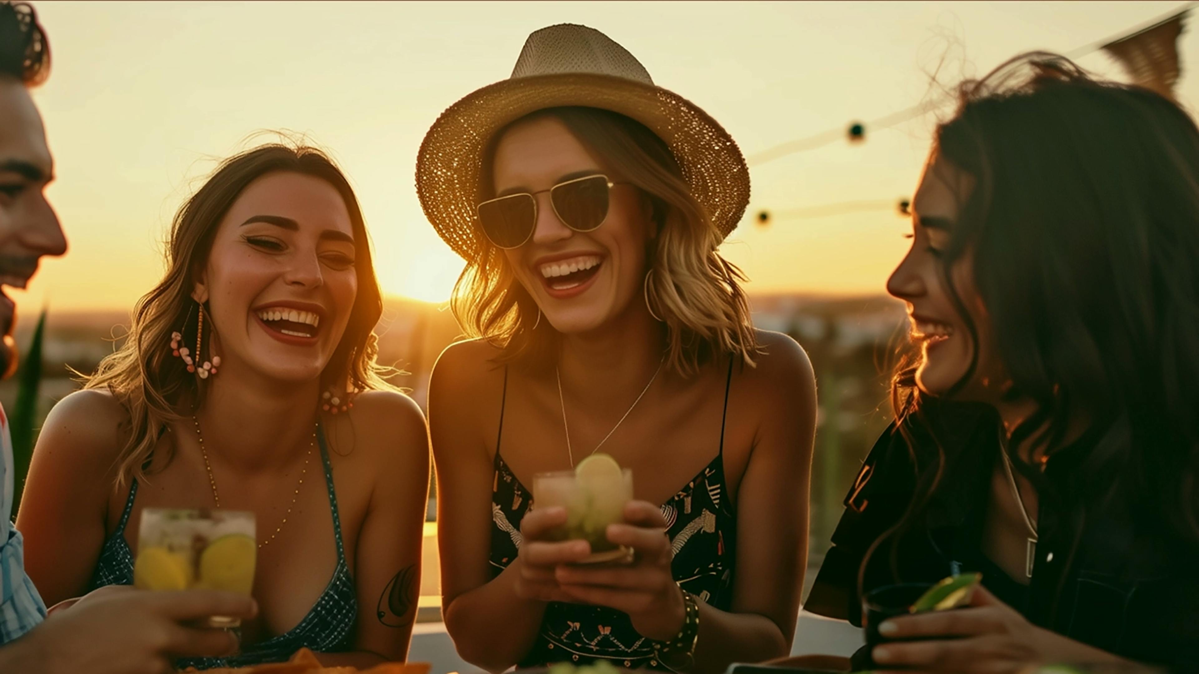 Aperitivo al tramonto fra amici 