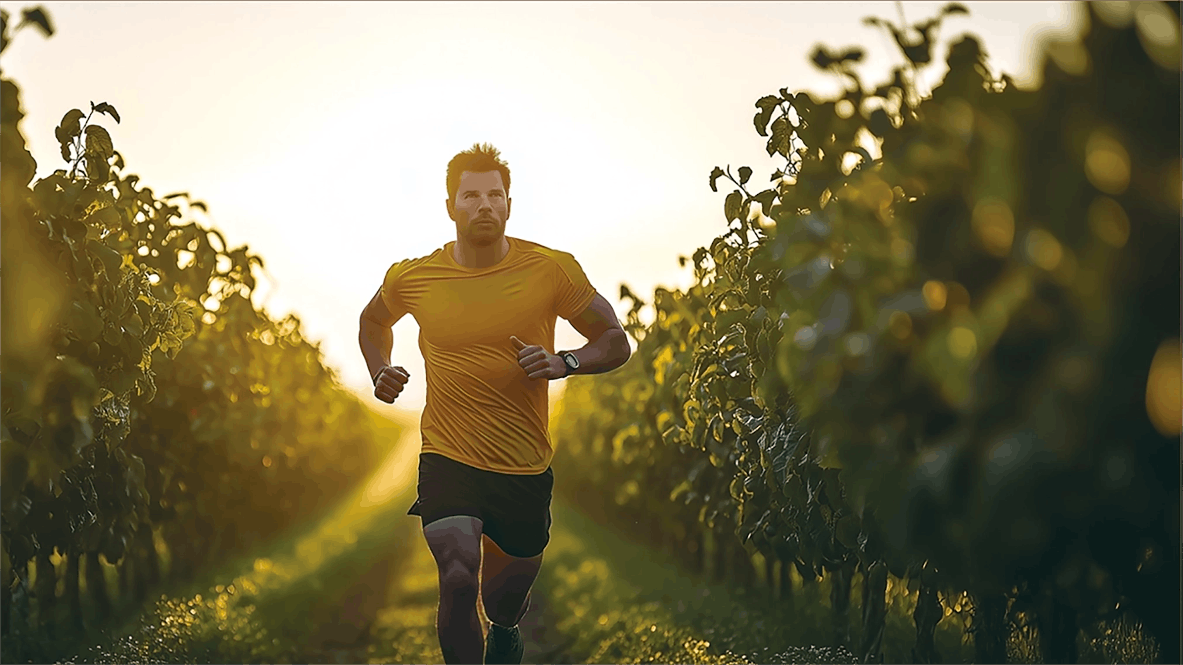 Athlete running in a field