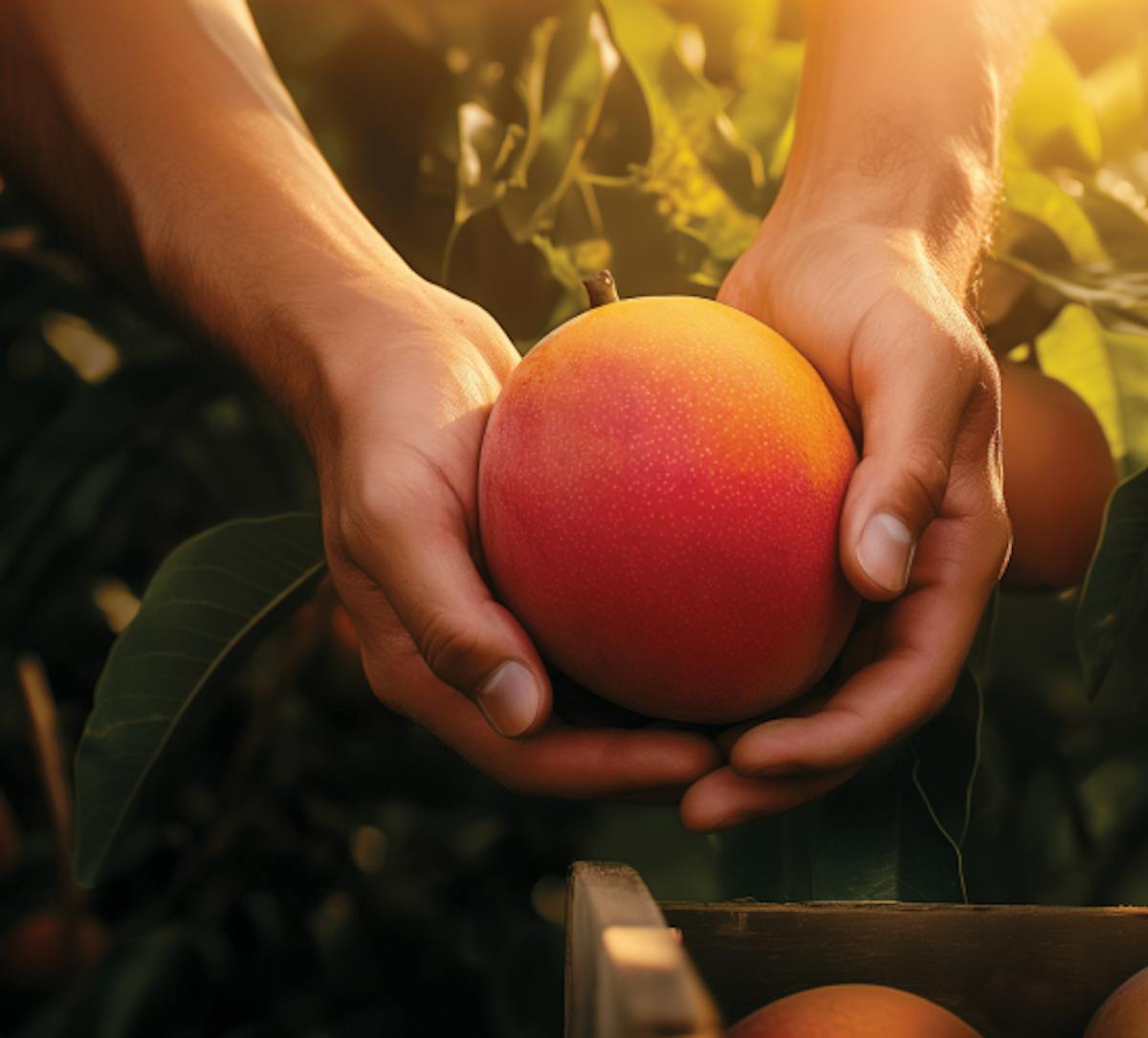 Hands holding a fruit