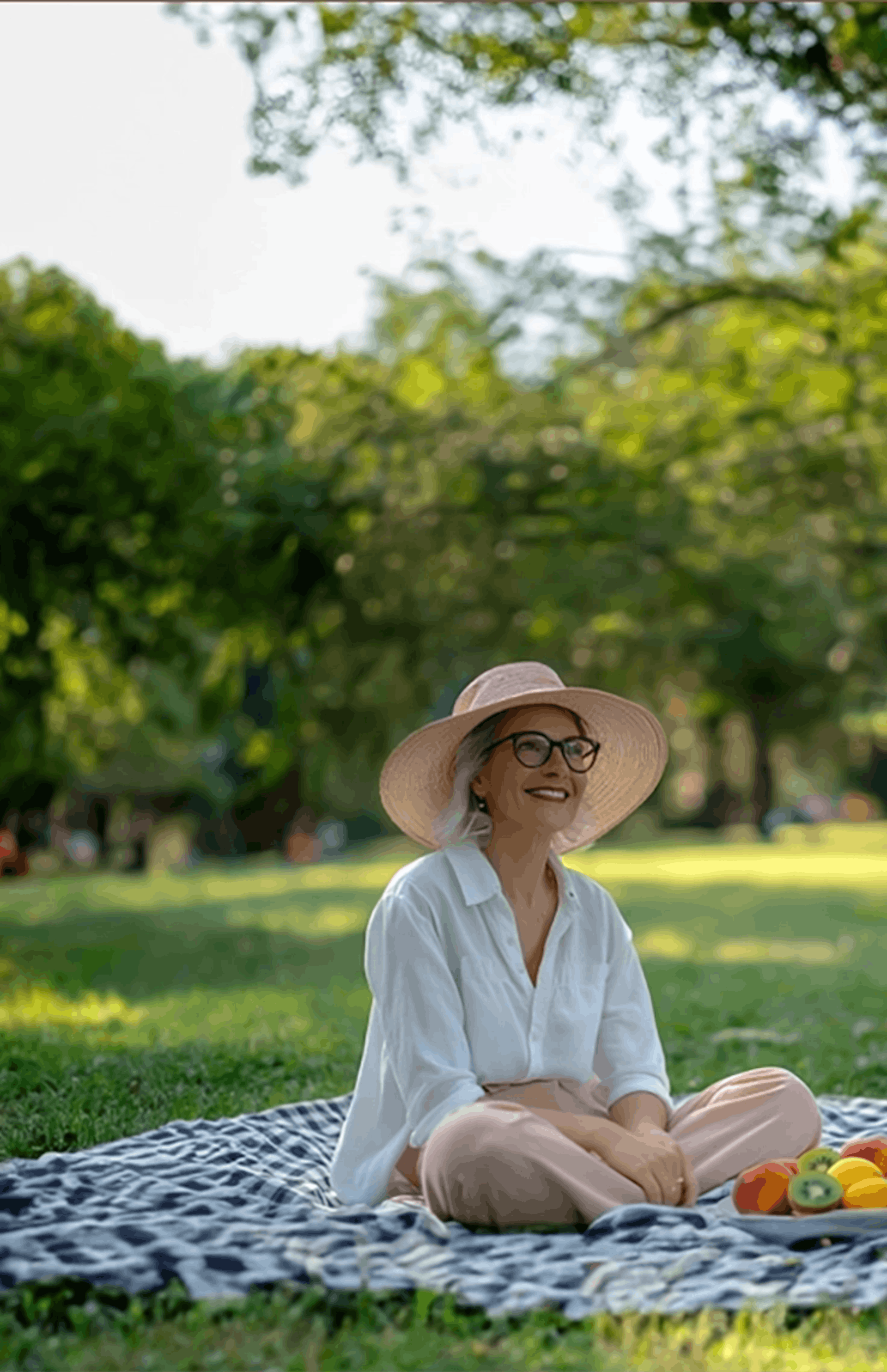 Woman having a picnic in the meadow