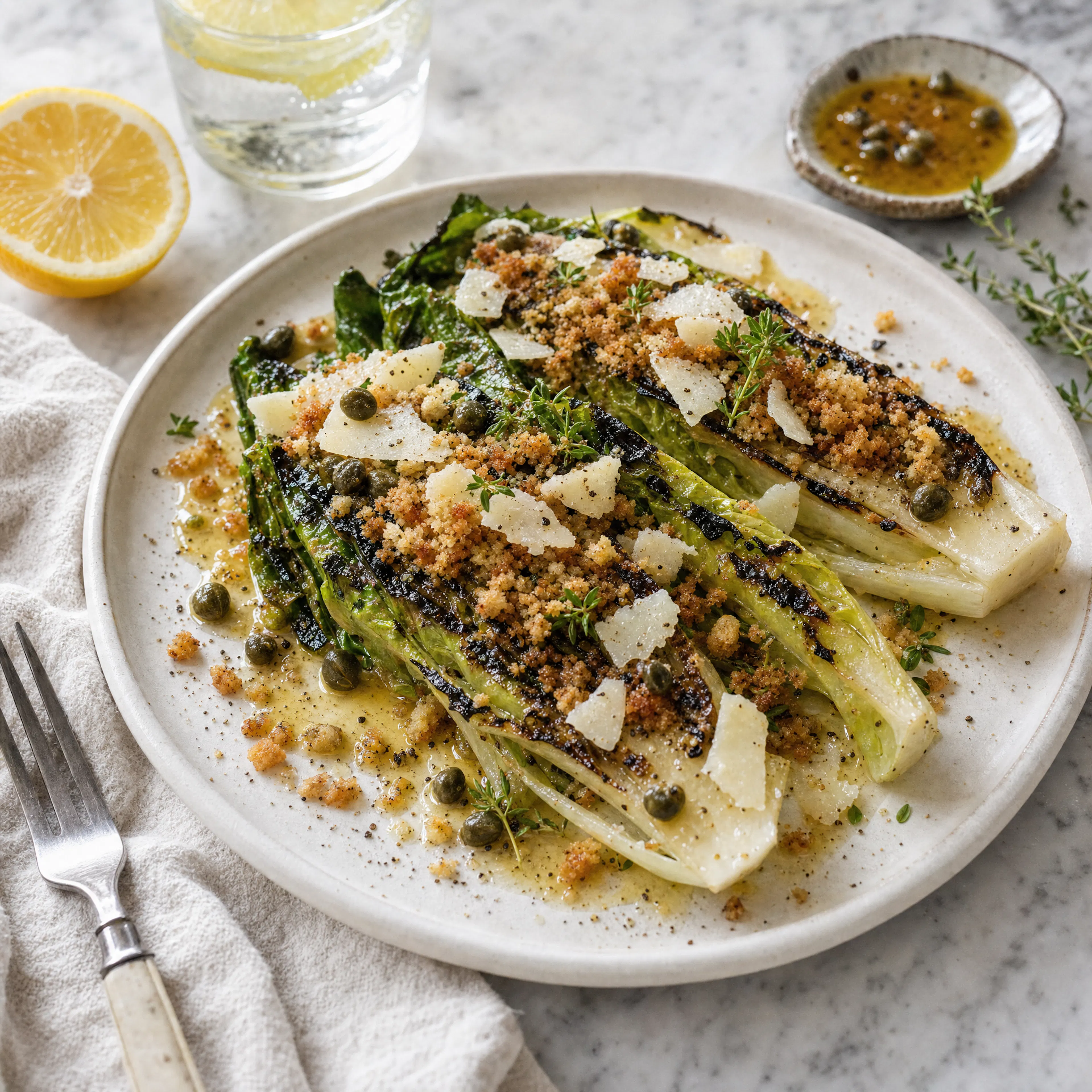 Cos lettuce Caesar salad