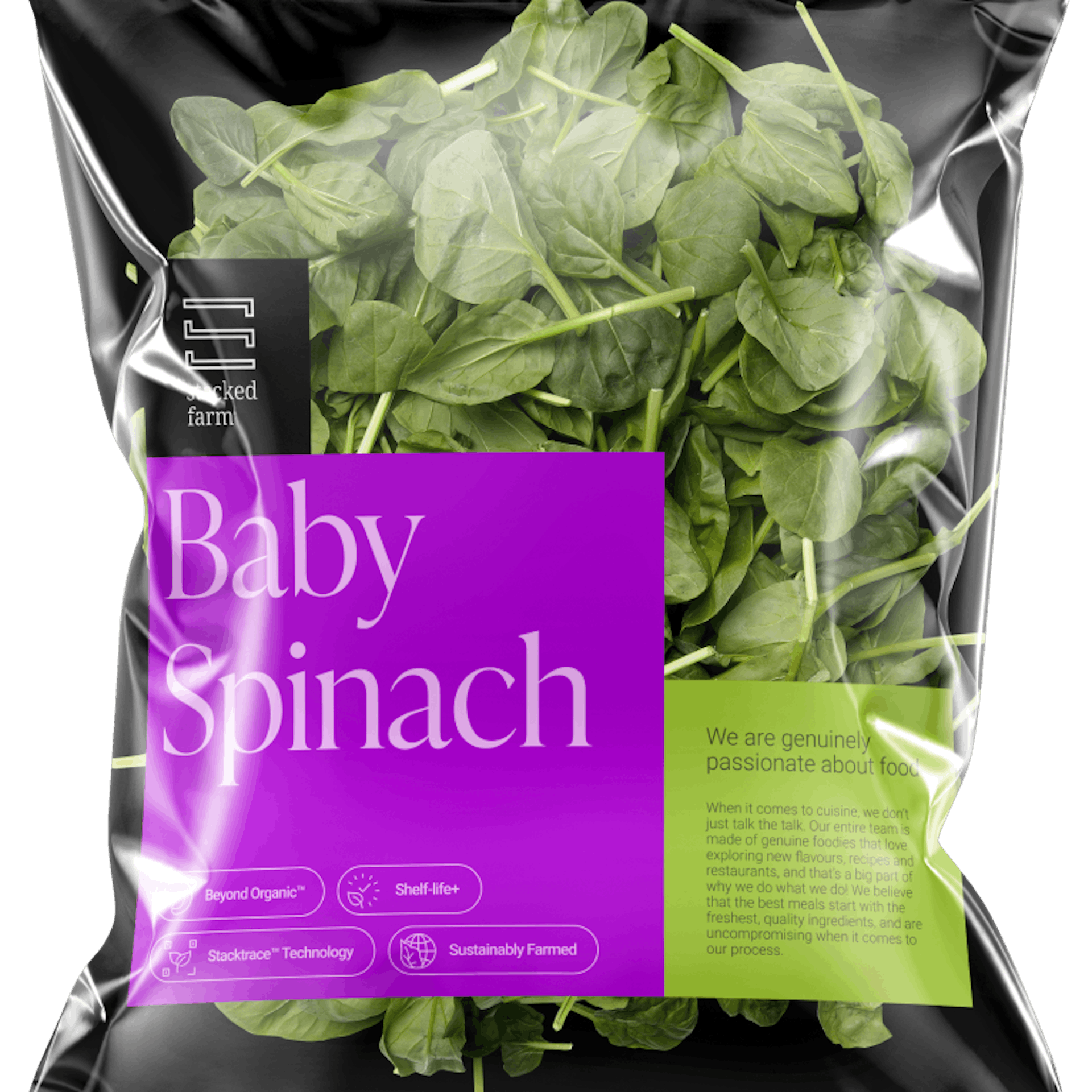 Packaged baby spinach