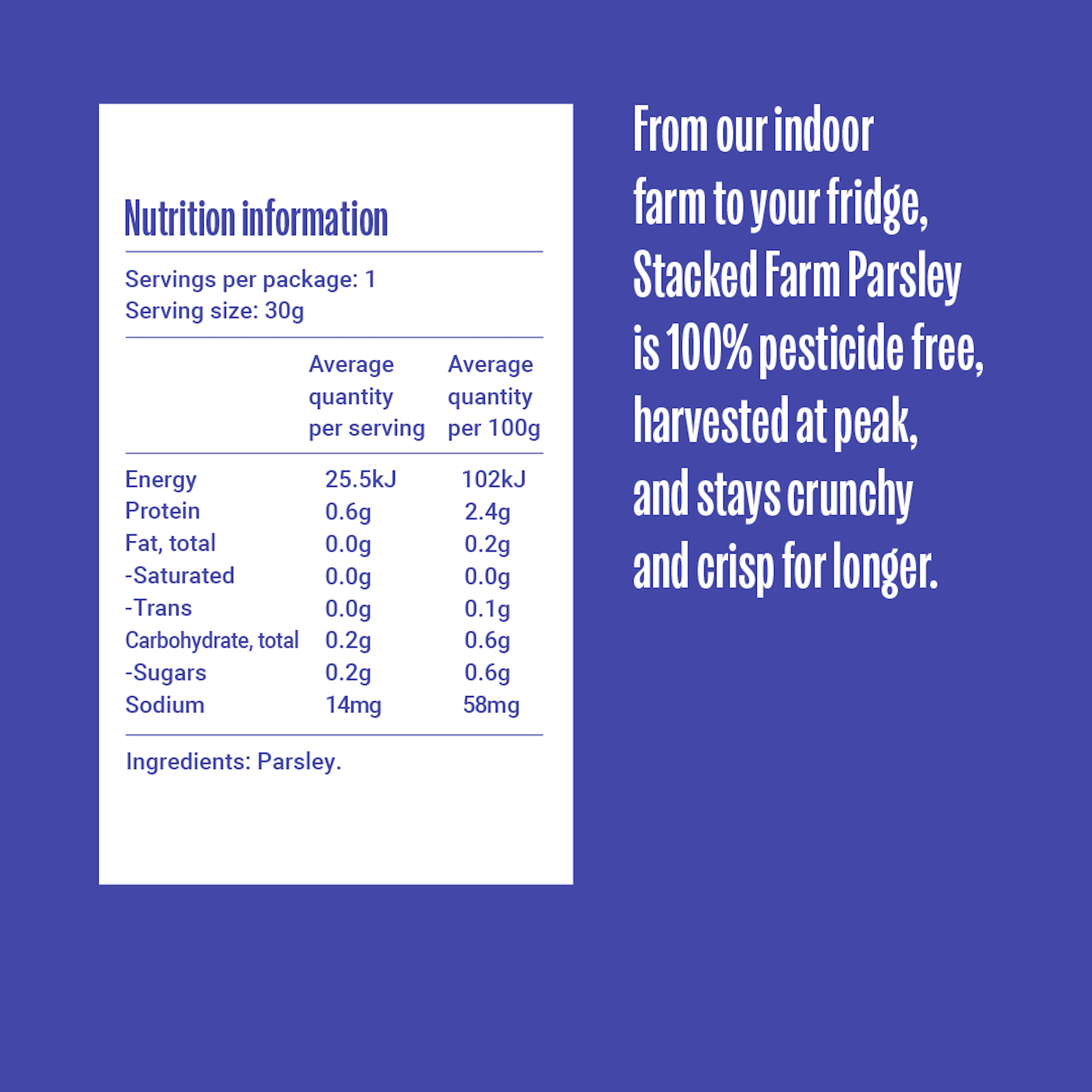 Parsley US nutritional table