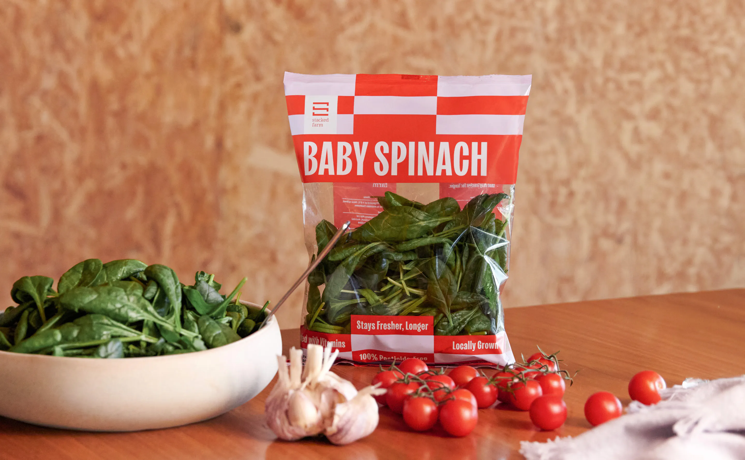 Baby spinach in a bag