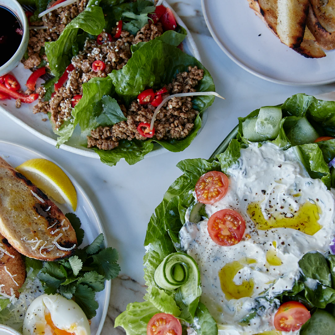 Cos romaine lettuce in different salad forms