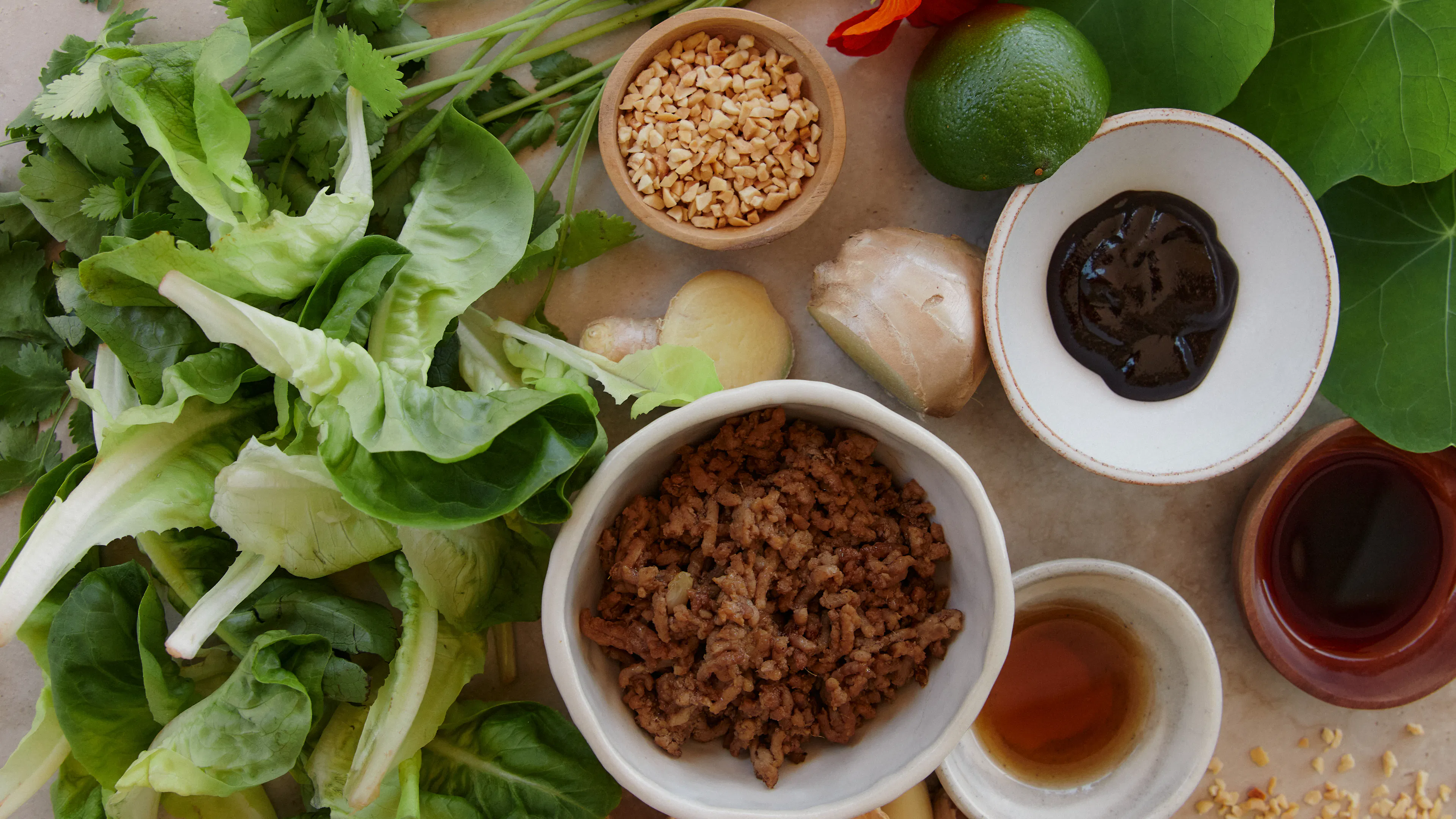 Butter leaf cups ingredients layout