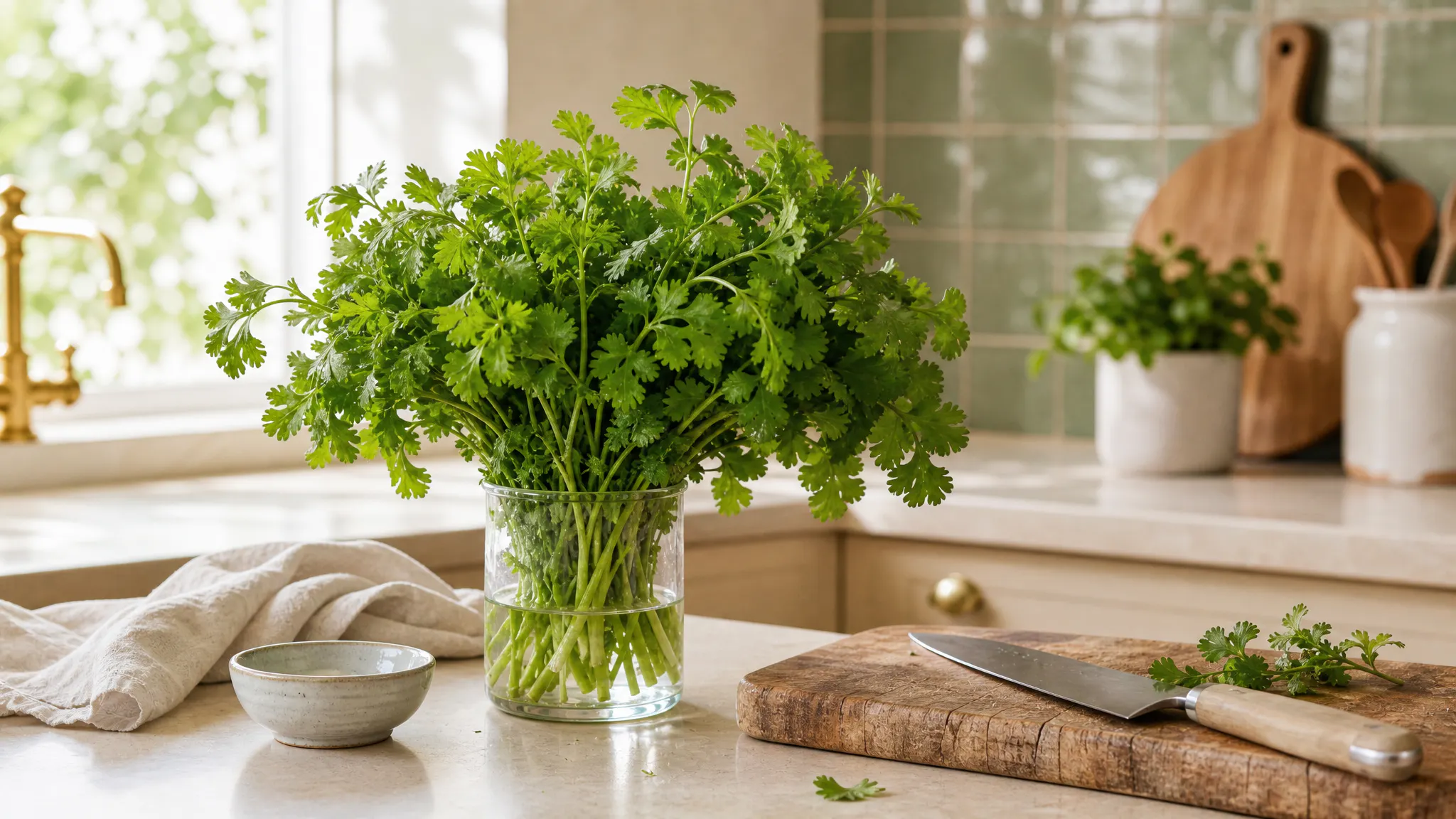 Coriander in a vase
