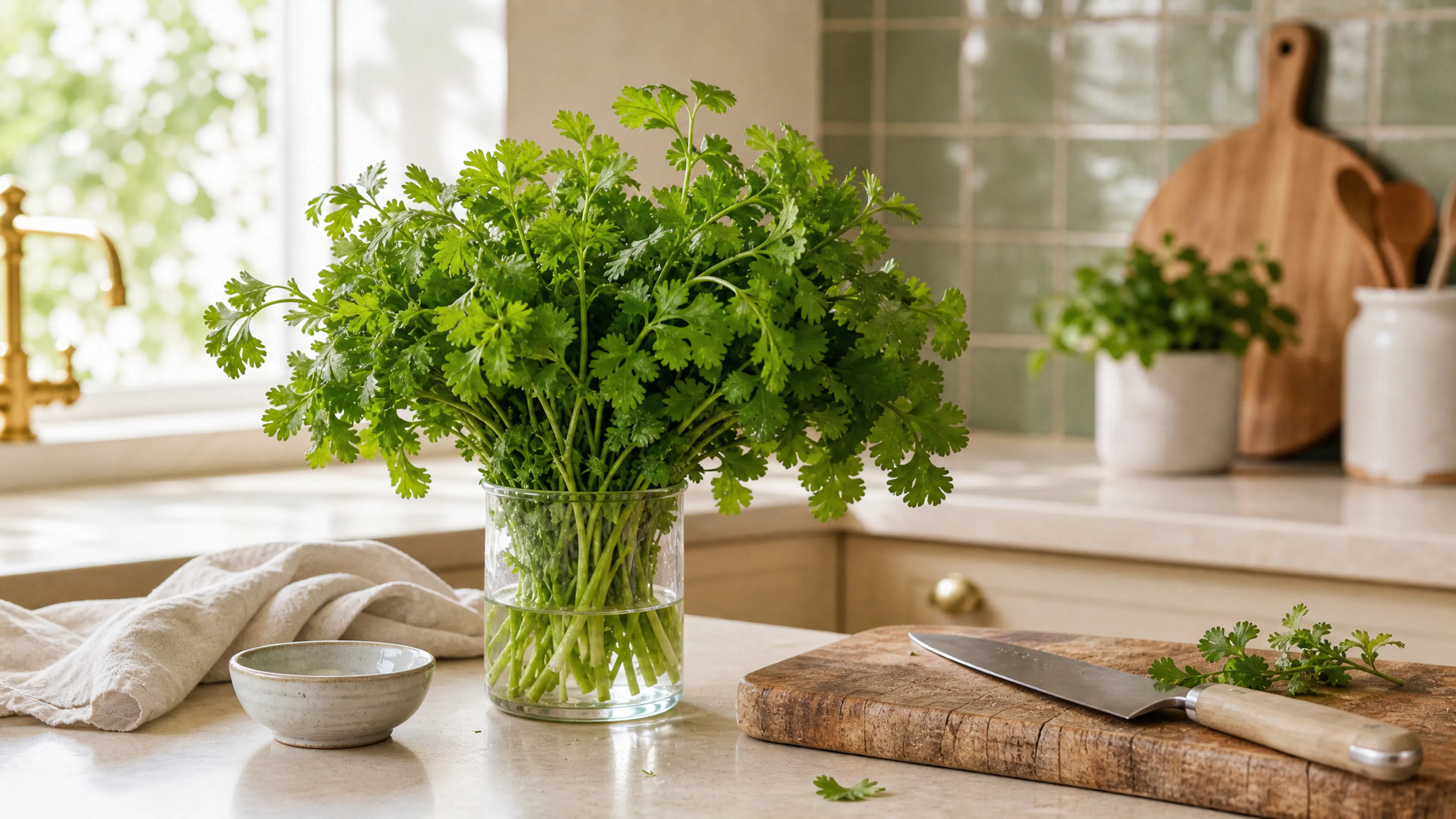 Coriander in a vase