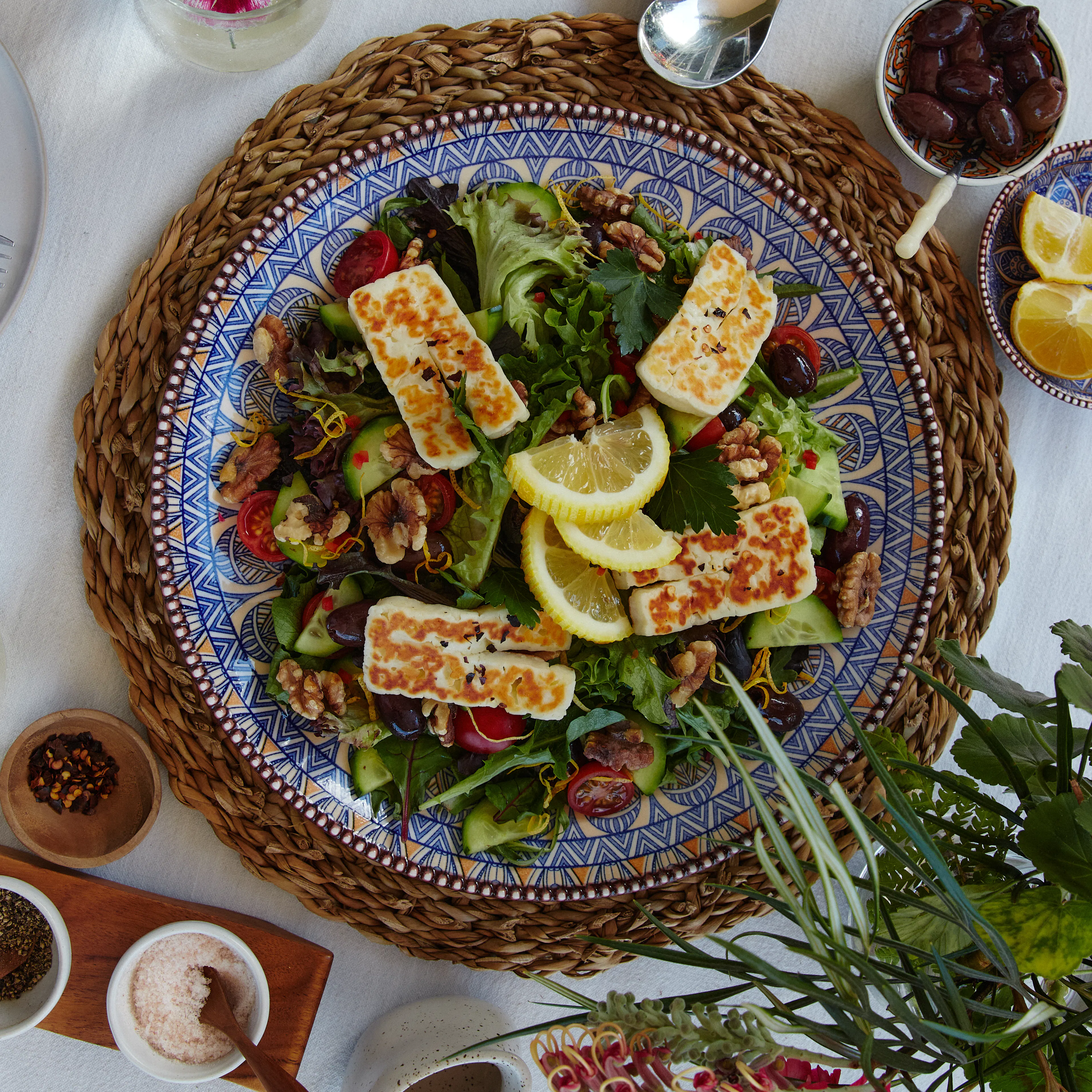 Mediterranean Halloumi & Mixed Leaf Salad finished dish