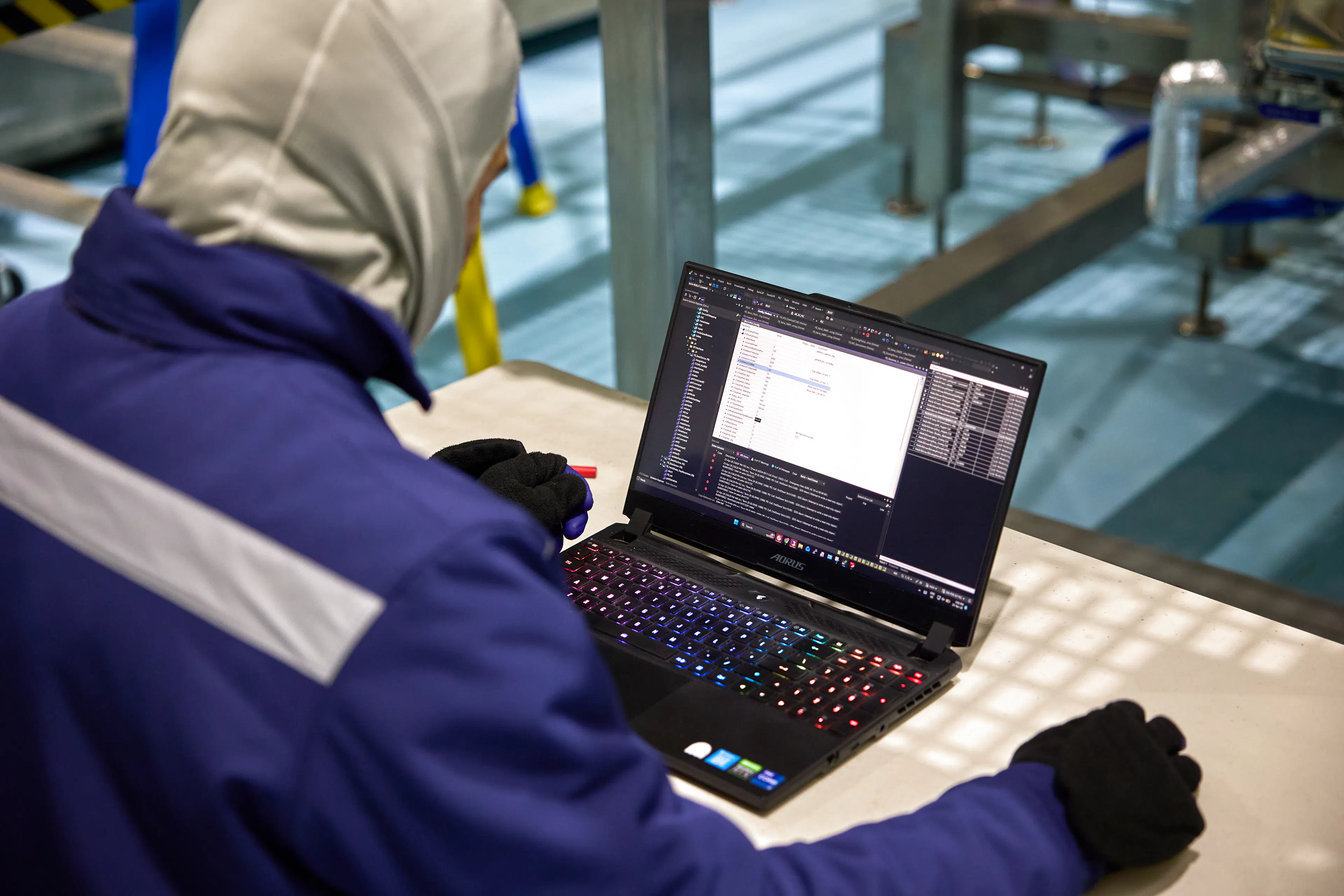 Engineer working on our proprietary software system