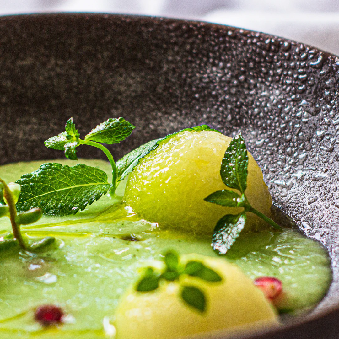 Mint on a fresh fruit bowl