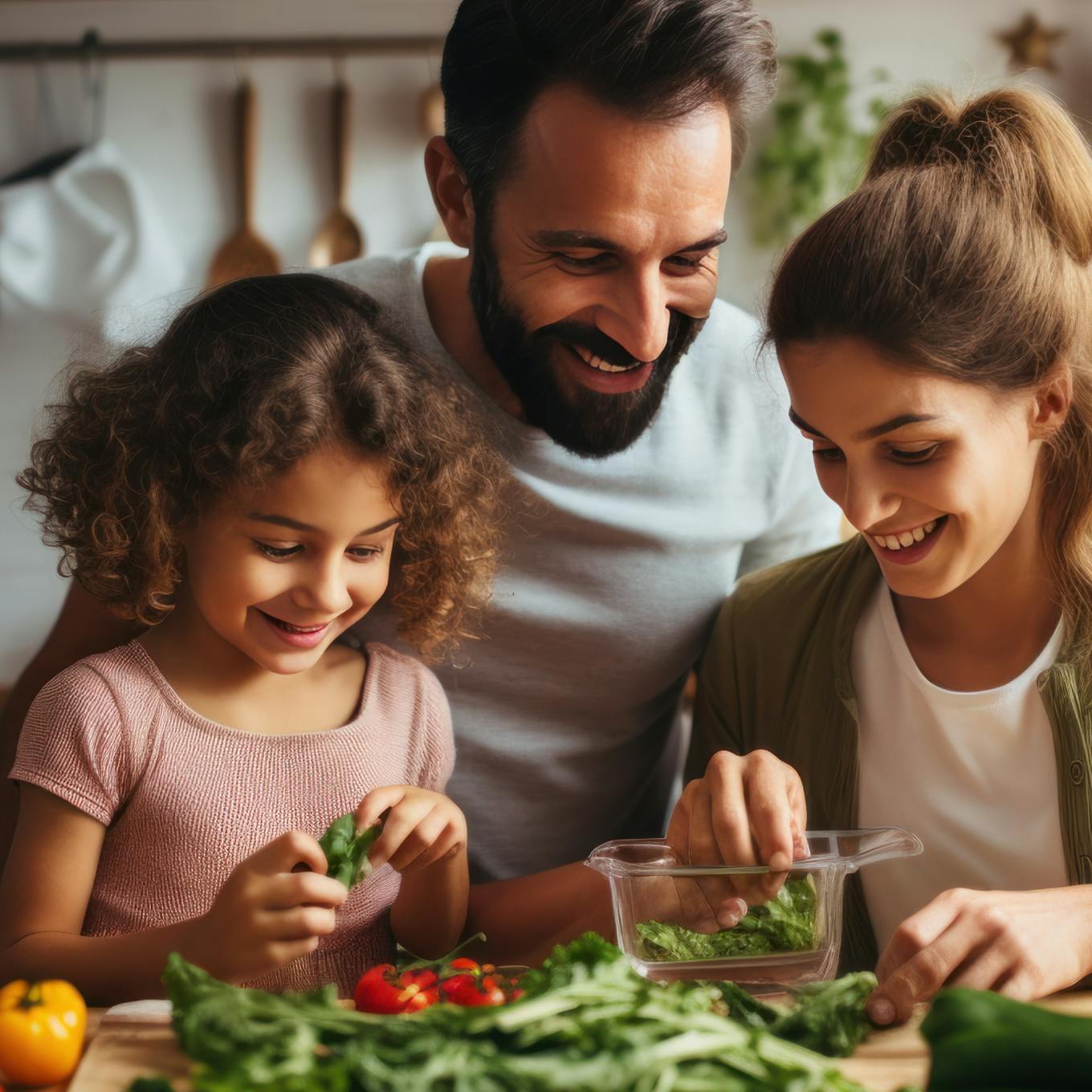 family preparing meal