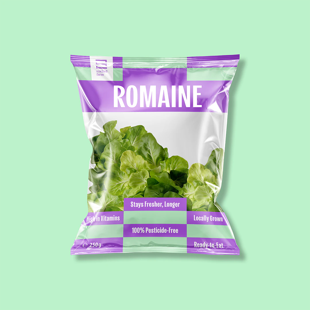 Romaine product in packaging