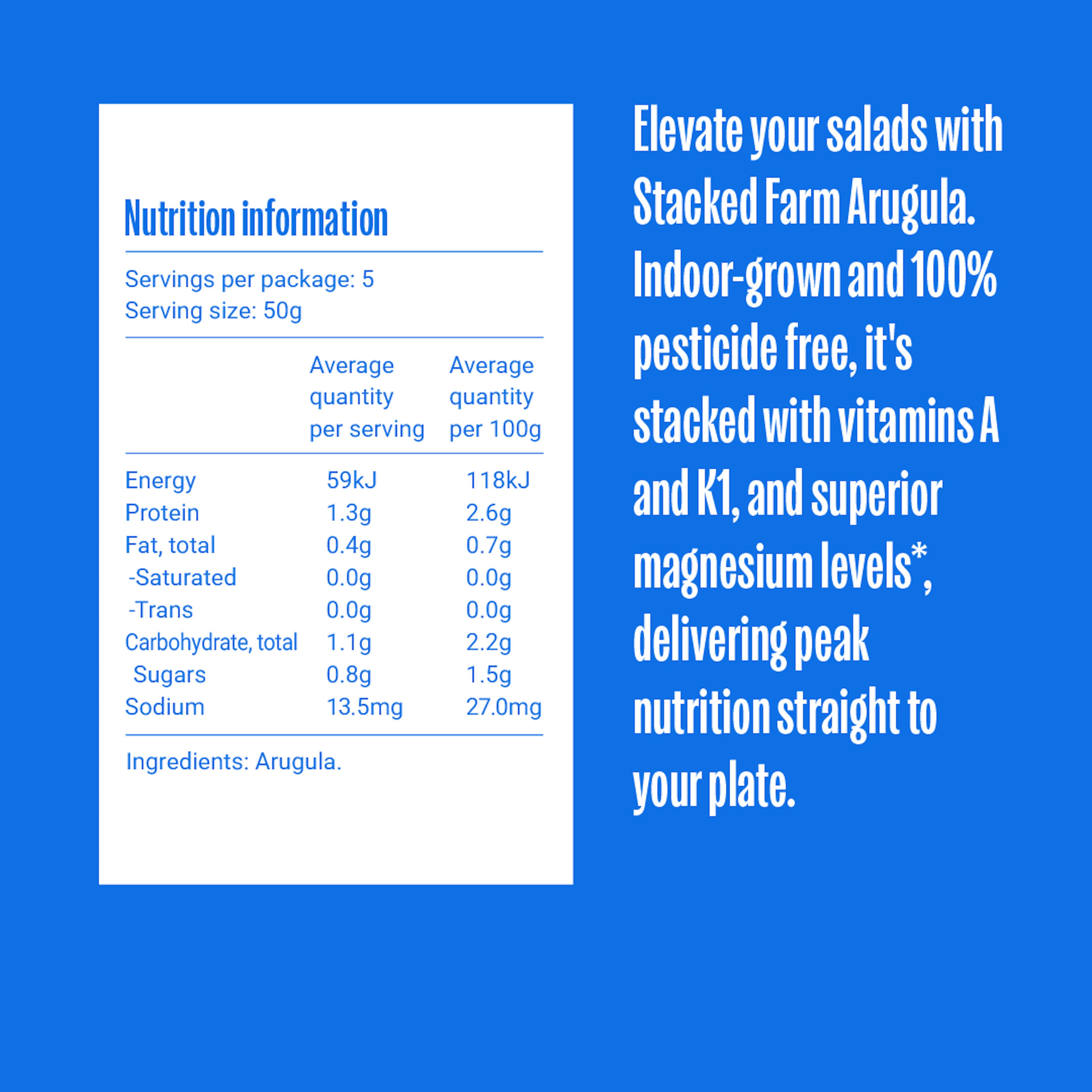 Arugula nutritional table