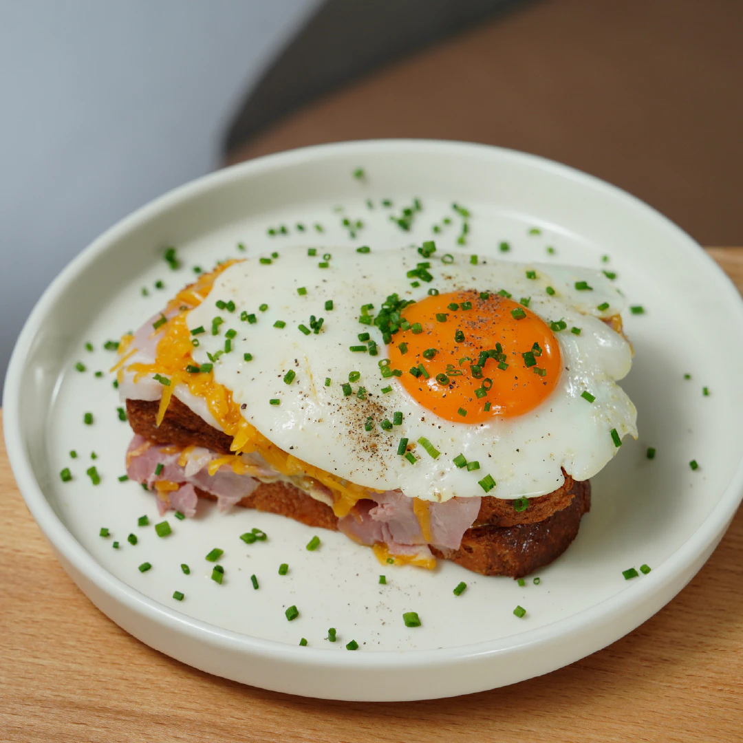 Chives on eggs