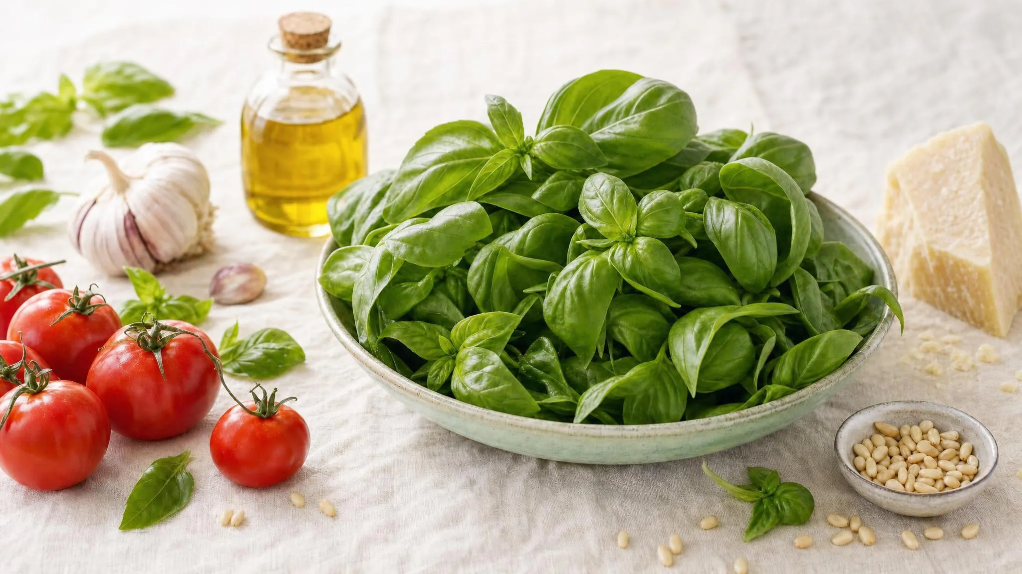 Basil in a bowl