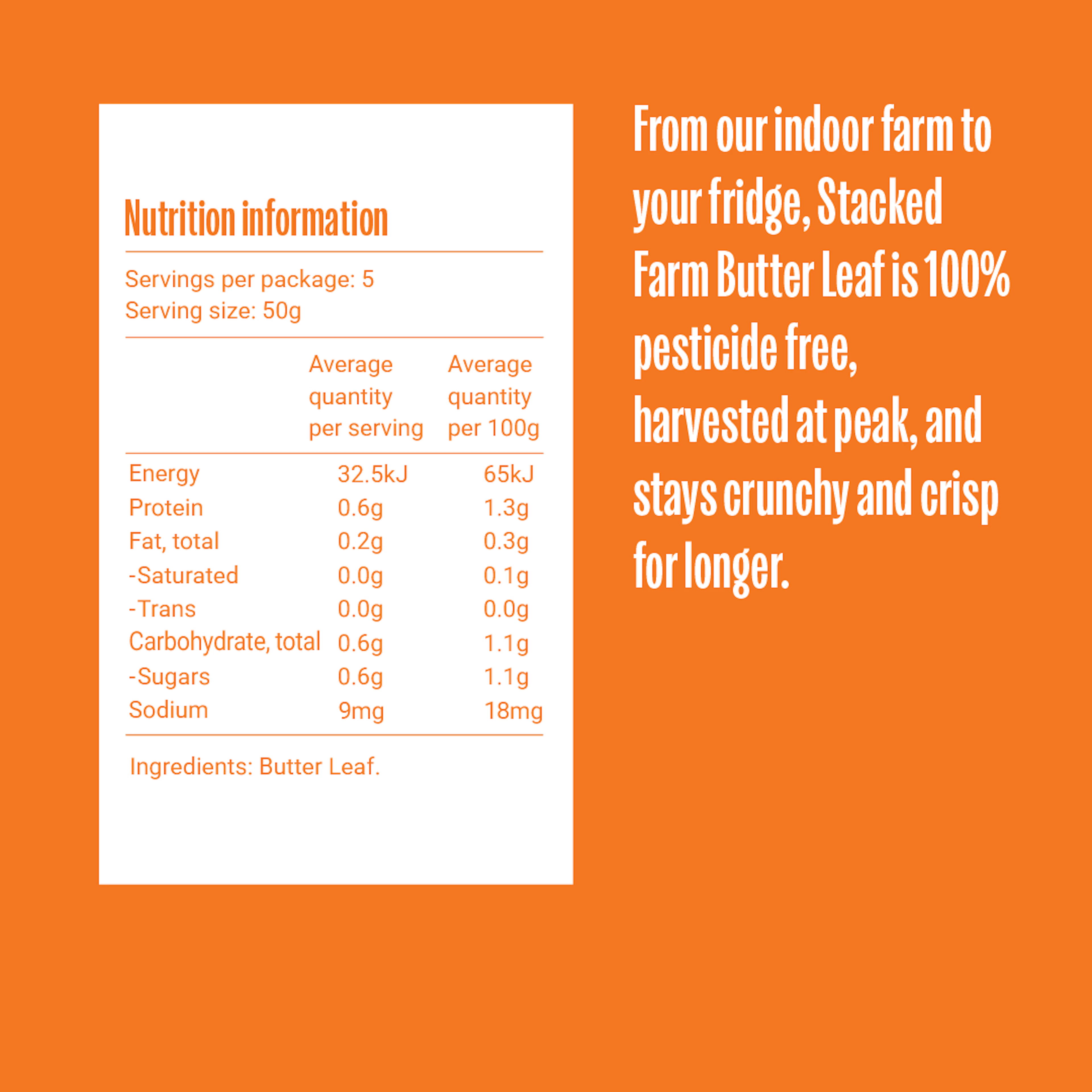 Butterleaf US nutritional table