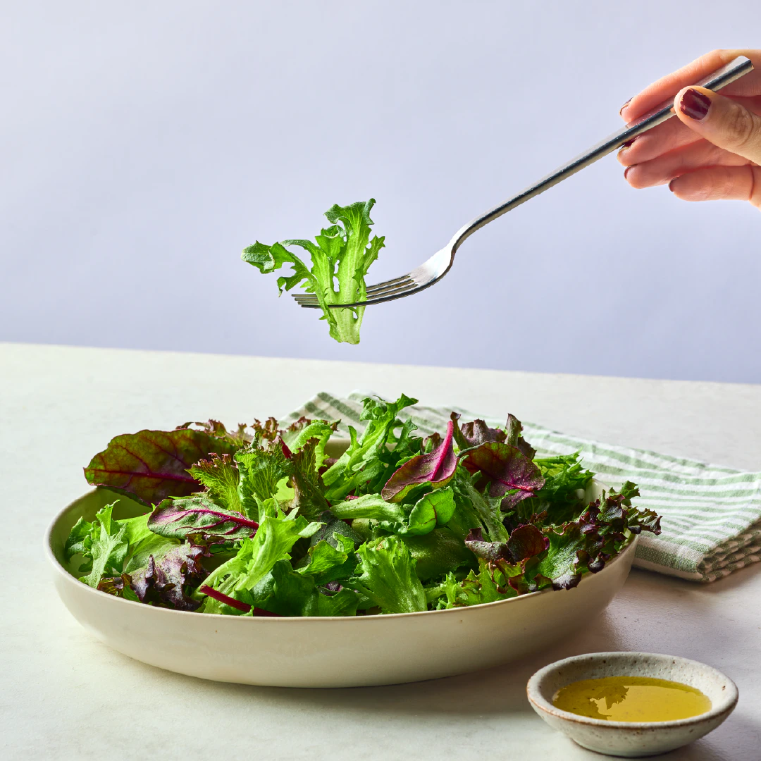 Mesclun mix in a bowl