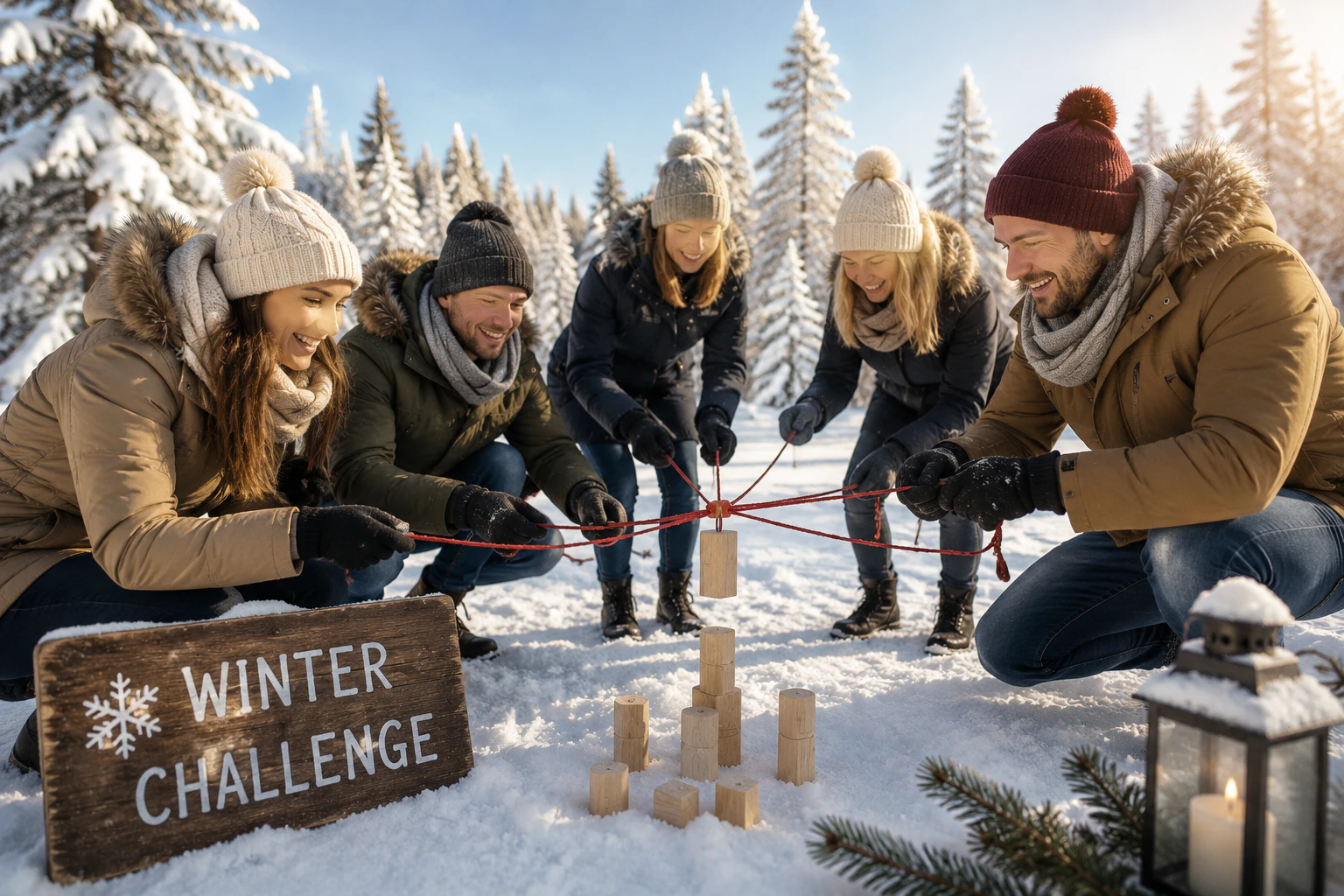 Kollegen bei einer Aufgabe aus der Winterchallenge